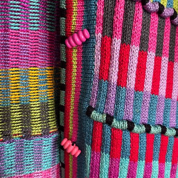 VTG 90s Christine Foley Rainbow Stripe Women Cardigan Sweater Size 2 Oversized - Picture 4 of 8